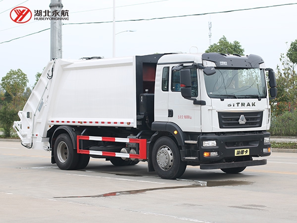 重汽汕德卡单桥14方压缩式垃圾车
