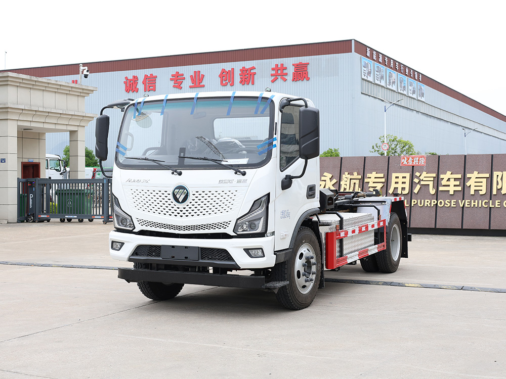 福田欧马可纯电动钩臂垃圾车